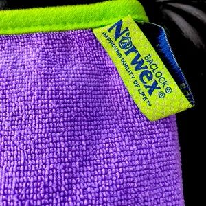 Norwex kids Towel - lime green & purple